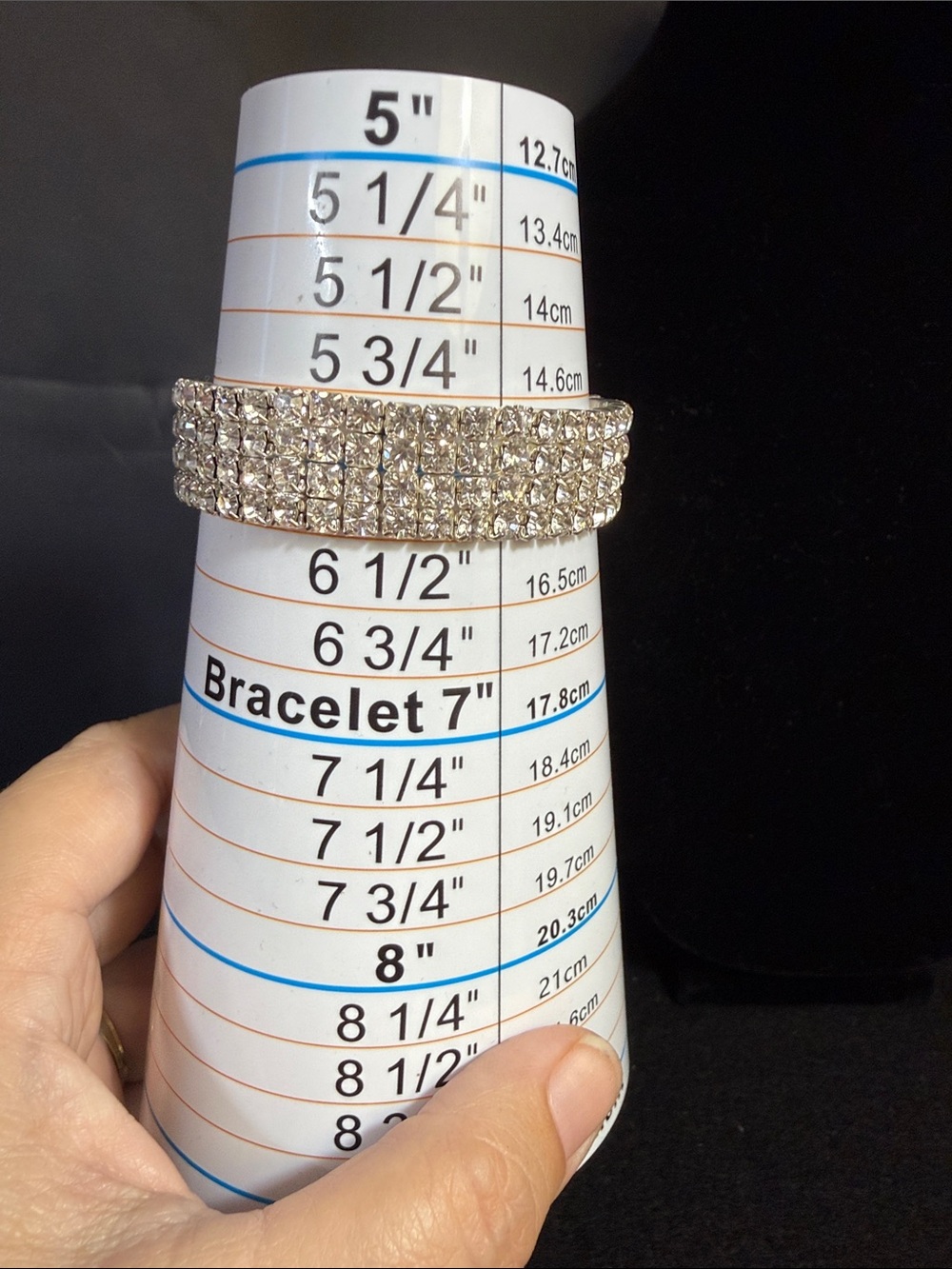 Sparkling Multi-Row Rhinestone Stretch Bracelet - Gold - Picture 4 of 4